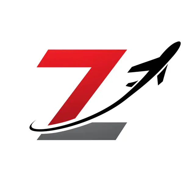 红色和黑色小写字母Z图标与白色背景的飞机 — 图库矢量图片