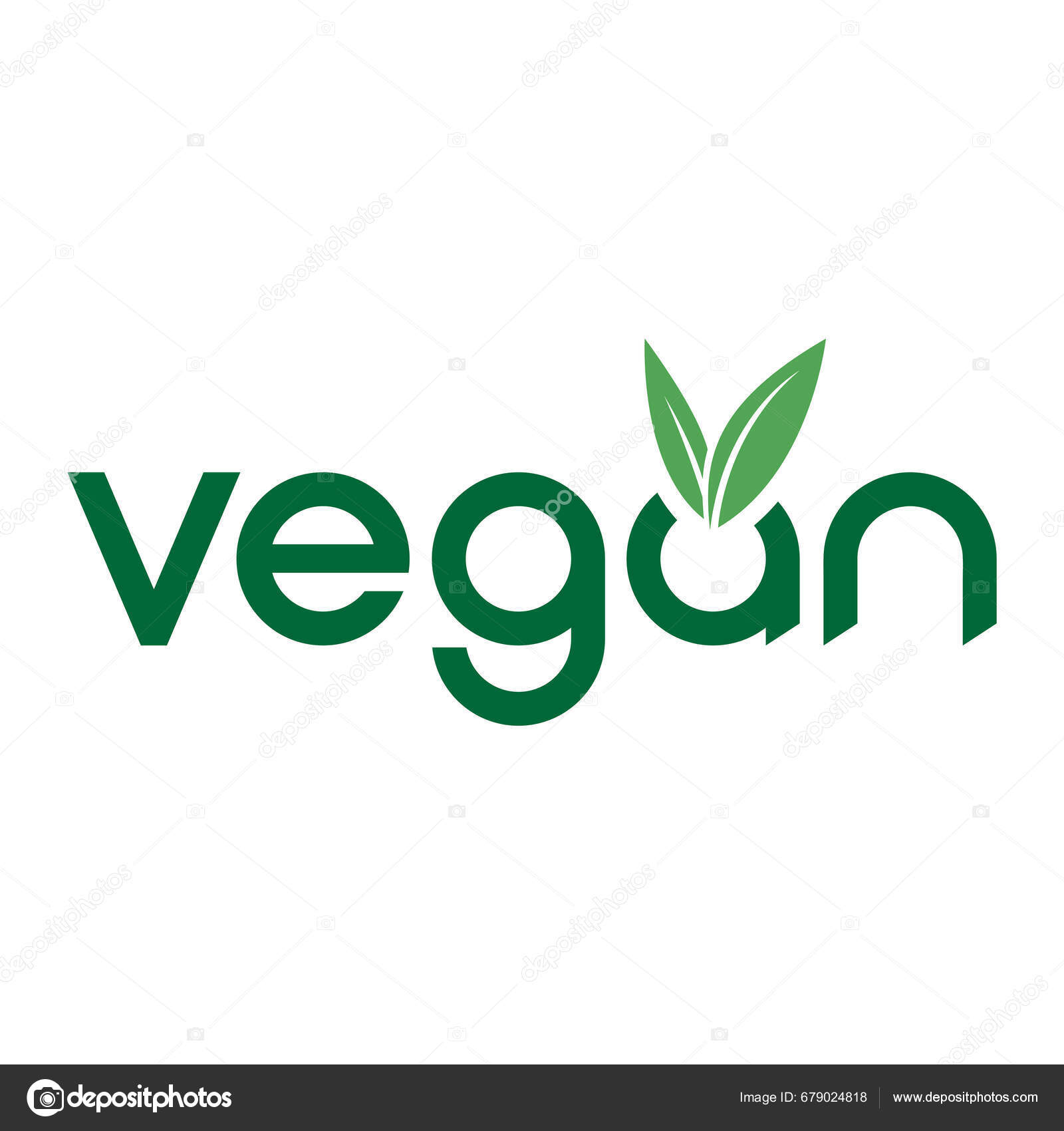 Vegan Dark Green Text Logo Shaped Leaves White Background Stock Vector by ©cidepix 679024818