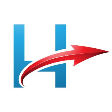 Beyaz Arkaplanda Parlak Oklu Mavi ve Kırmızı Büyük Harf H Simgesi