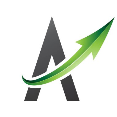 Beyaz Arkaplanda Parlak Oklu Yeşil ve Siyah Gelecek Mektupları Simgesi