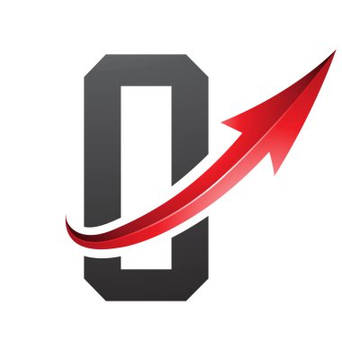 Beyaz Arkaplanda Parlak Oklu Kırmızı ve Siyah Gelecek Mektubu O Simgesi