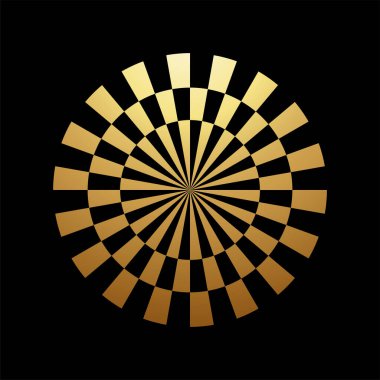 Siyah Arkaplanda Altın Soyut Çember Şeklinde Optik İllüzyon Simgesi