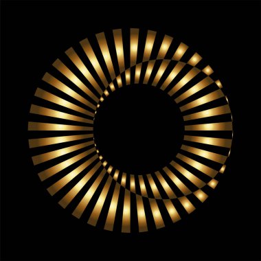 Siyah Arkaplan Üzerinde Üst üste Çemberler Olan Altın Soyut Çizgili Simge