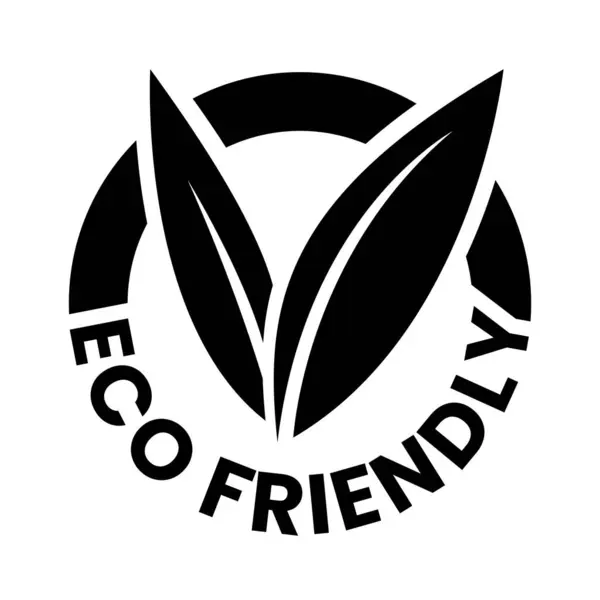 Ícone Eco Amigável Preto Com Folhas Forma Fundo Branco —  Vetores de Stock