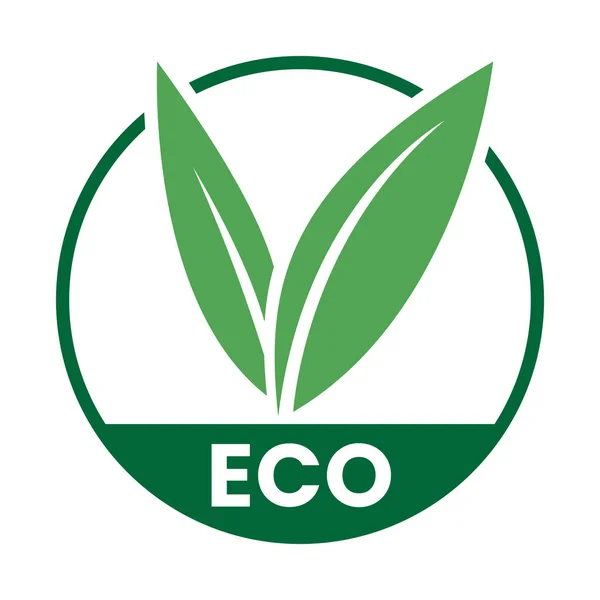 Dunkelgrüne Umweltfreundliche Ikone Mit Förmigen Blättern Auf Weißem Hintergrund — Stockvektor