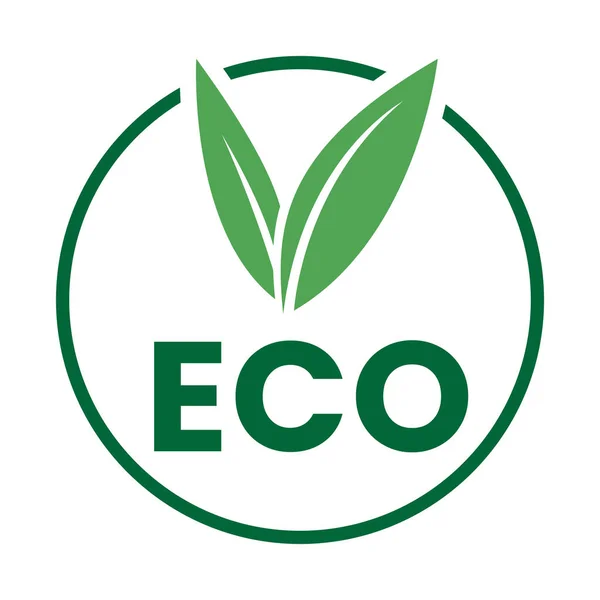 Dunkelgrüne Umweltfreundliche Ikone Mit Förmigen Blättern Auf Weißem Hintergrund — Stockvektor