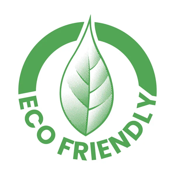 Eco Friendly Χαραγμένο Εικονίδιο Ένα Ενιαίο Φύλλο Λευκό Φόντο — Διανυσματικό Αρχείο