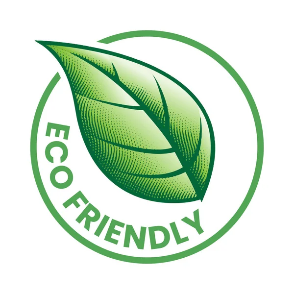 Eco Friendly Engraved Icon Single Leaf White Background - Stok Vektor