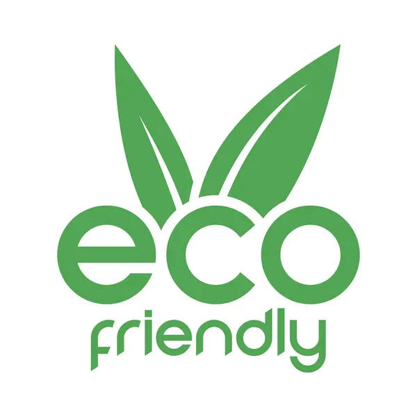 Eco Friendly Green Text Logo Shaped Leaves White Background — Stock Vector
