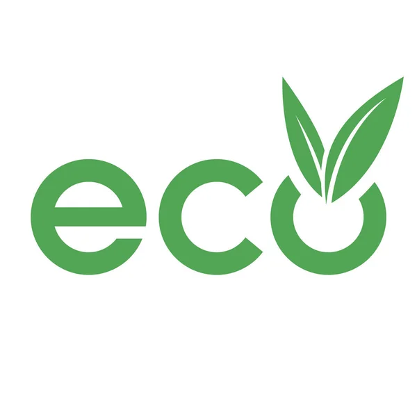 Eco Icône Avec Lettres Minuscules Vertes Feuilles Forme Sur Fond — Image vectorielle