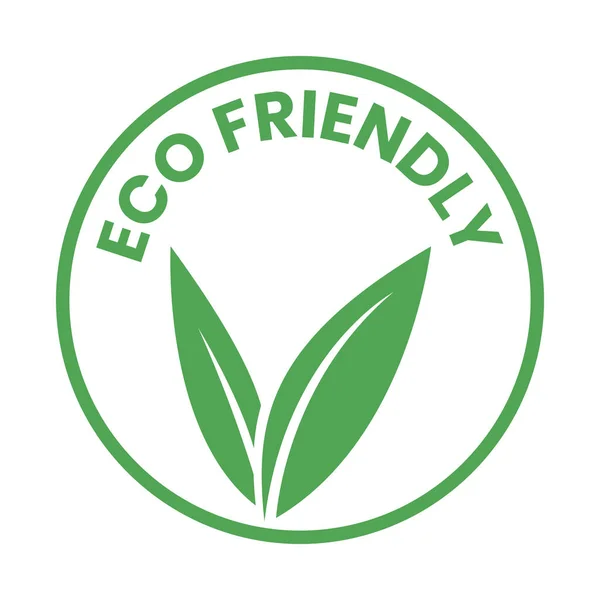 Grüne Umweltfreundliche Ikone Mit Förmigen Blättern Auf Weißem Hintergrund — Stockvektor