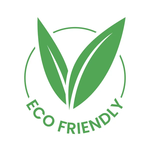 Grön Miljövänlig Ikon Med Formade Blad Vit Bakgrund — Stock vektor