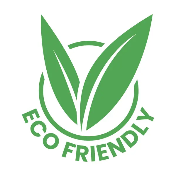 Groene Eco Vriendelijke Icoon Met Gevormde Bladeren Een Witte Achtergrond — Stockvector