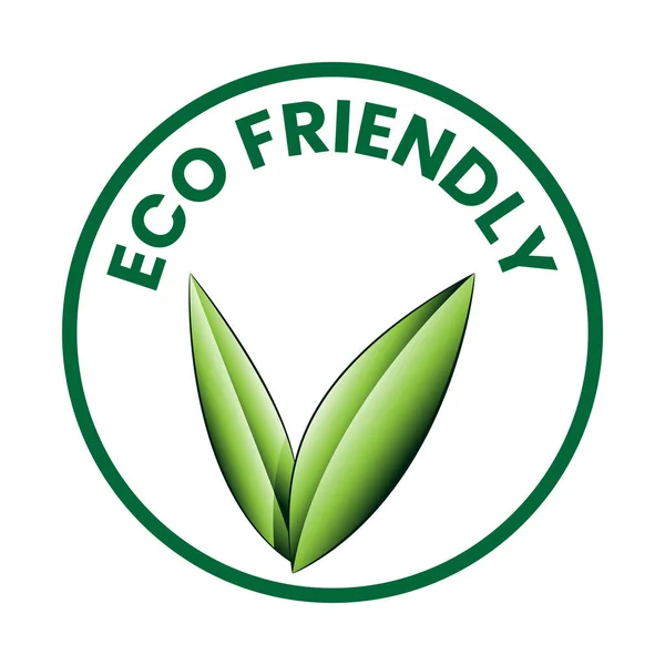 Icono Verde Sombreado Eco Friendly Con Hojas Forma Sobre Fondo — Archivo Imágenes Vectoriales