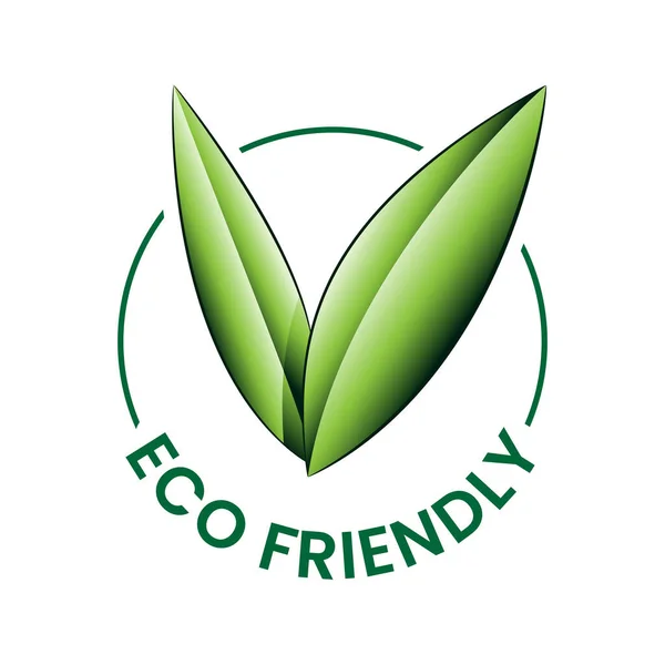 Icône Écologique Verte Ombragée Avec Feuilles Forme Sur Fond Blanc — Image vectorielle