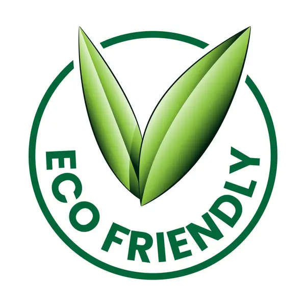 Warna Hijau Eco Ramah Ikon Dengan Bentuk Daun Pada Latar - Stok Vektor