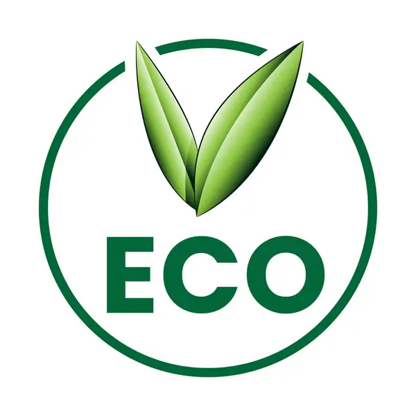 Icône Écologique Verte Ombragée Avec Feuilles Forme Sur Fond Blanc — Image vectorielle