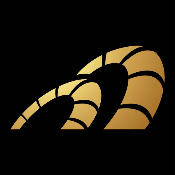 Zlatý Abstraktní Nakloněný Oblouk Tvarované Ikony Černém Pozadí — Stockový vektor