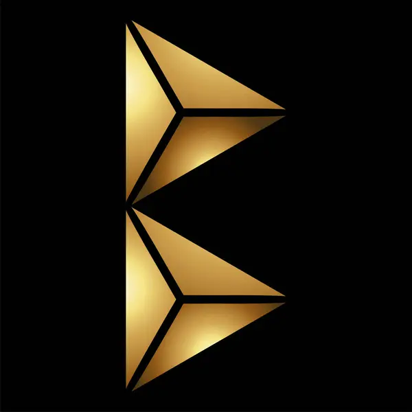 Gold Abstract Pyramidical Lettre Icône Sur Fond Noir — Image vectorielle