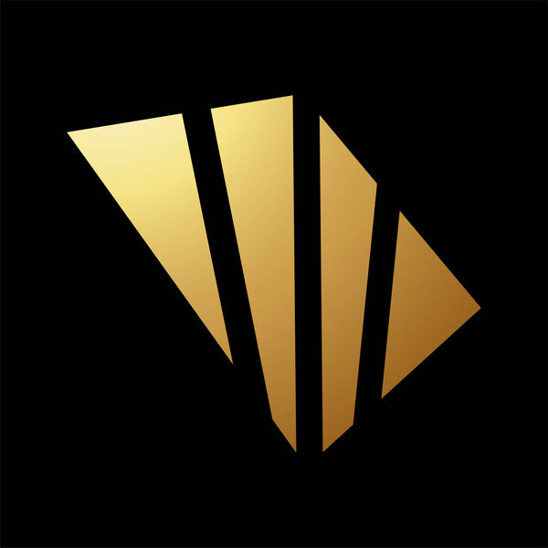 Золотая абстрактная полоса в форме квадратной иконы в перспективе на черном фоне