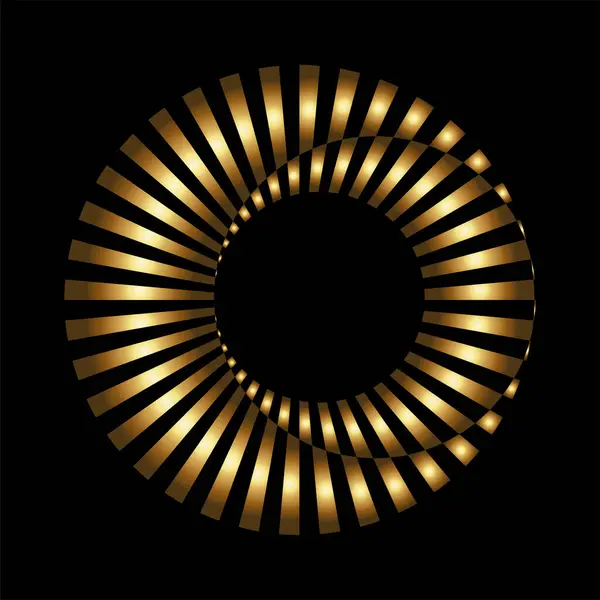 Siyah Arkaplan Üzerinde Üst üste Çemberler Olan Altın Soyut Çizgili Simge