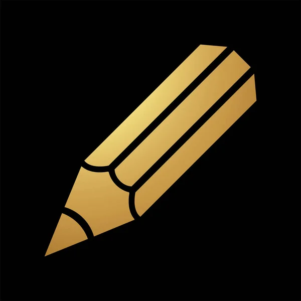 Gold Abstract Icône Papeterie Crayon Sur Fond Noir — Image vectorielle