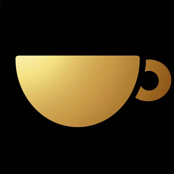 ブラックバックグラウンドのゴールド抽象的なシンプリスティックコーヒーカップアイコン — ストックベクタ