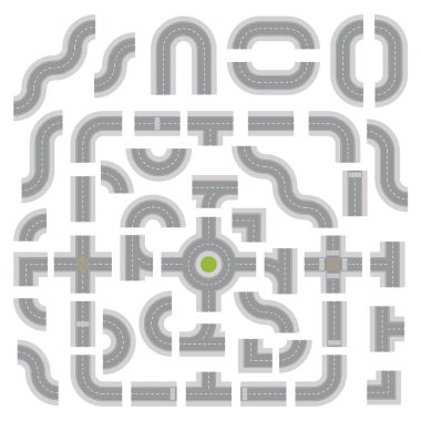 Üstten Aşağıya Açık Gri Yol İnşa Kiti Beyaz Arkaplanda izole