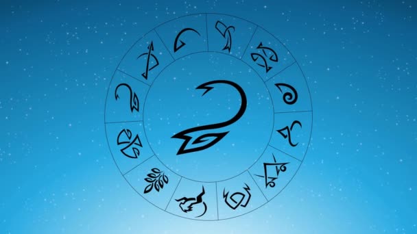 Animation Zodiac Star Signs Rotating Minimalist Black Scorpio Zodiac Sign — Stock Video