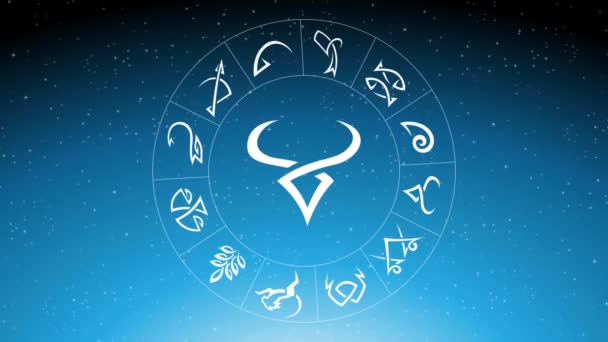Animation White Line Art Taurus Zodiac Sign — Αρχείο Βίντεο