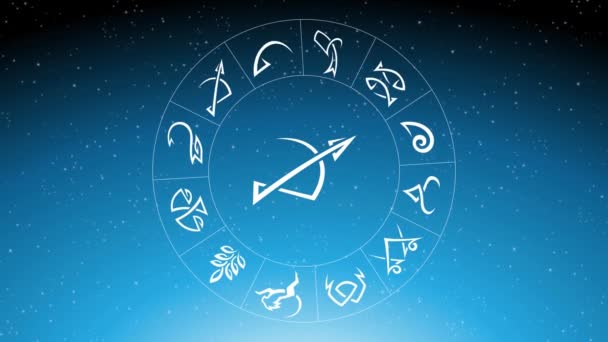 Animazione Della Linea Bianca Segno Zodiacale Sagittario — Video Stock