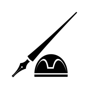 Beyaz Arkaplanda Siyah Soyut Dip Kalem Kırtasiye Simgesi