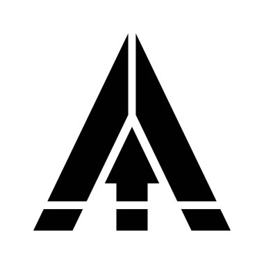 Beyaz Arkaplanda Yukarı Oklu Siyah Soyut Harf A Simgesi