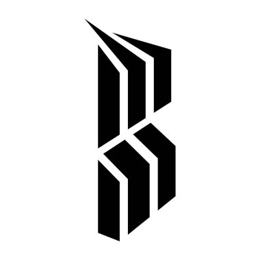 Beyaz Arkaplanda Düz Çizgili Siyah Soyut Harf B Simgesi