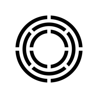 Siyah Soyut Yuvarlak Labirent Beyaz Arkaplan Üzerinde Şekil Simge