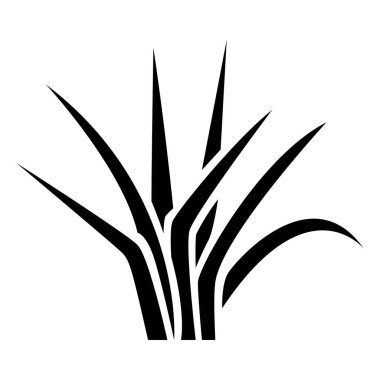 Beyaz Arkaplanda Siyah Soyut Çimen Simgesi