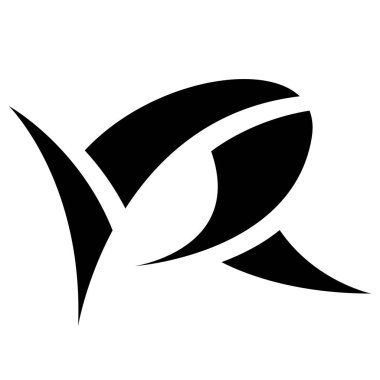 Beyaz Arkaplanda Siyah Soyut Dikenli Büyük Harf R Simgesi