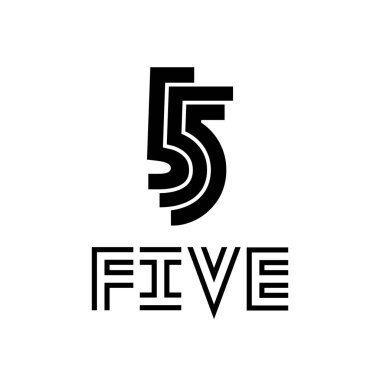 Beyaz Arkaplanda 5 Numara için Siyah Sembol - Simge 2