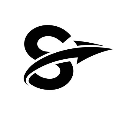 Siyah Büyük Harf S Simgesi Beyaz Arkaplanda Ok