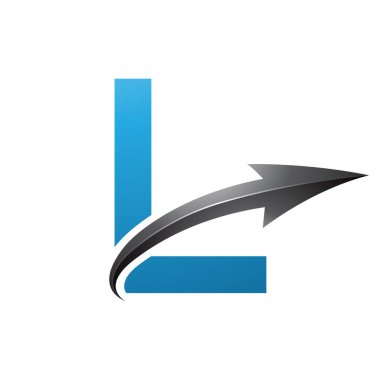 Beyaz Arkaplanda Parlak Oklu Mavi ve Siyah Büyük harf L Simgesi