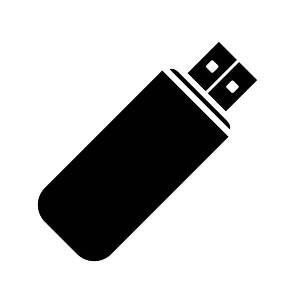 Black Abstract Simplistic Usb Flash Drive Icon White Background — Stock Photo, Image