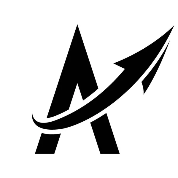 Black Futuristic Letter A Icon with an Arrow on a White Background