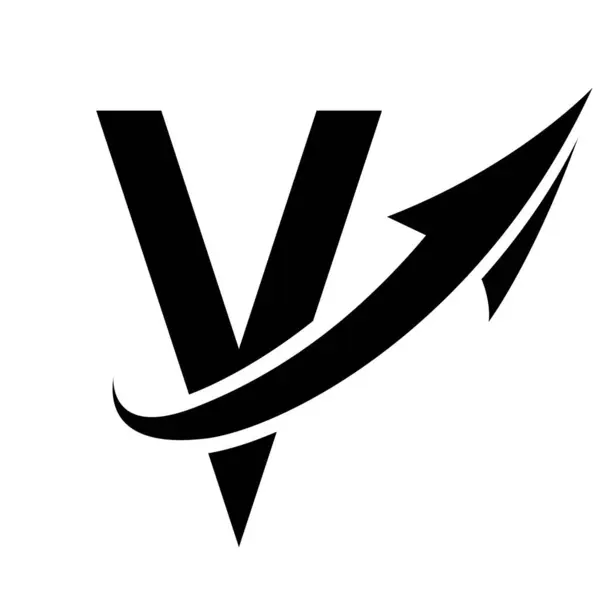 Schwarzes Futuristisches Buchstaben Symbol Mit Pfeil Auf Weißem Hintergrund — Stockfoto