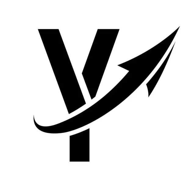 Black Futuristic Letter Y Icon with an Arrow on a White Background