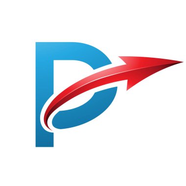 Beyaz Arkaplanda Parlak Okla Mavi ve Kırmızı Büyük Harf P Simgesi