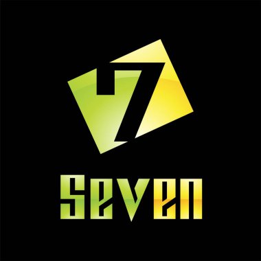 Siyah Arkaplanda 7 Numaralı Renkli Parlak Simge - Simge 9