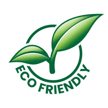 Beyaz Arkaplanda 2 Eğri Yapraklı Eko Dostane İşlenmiş Simge