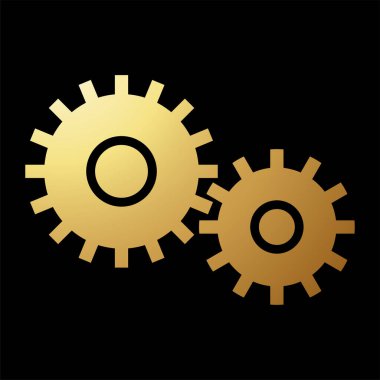 Siyah Arkaplan Üzerinde Altın Soyut Vites Biçimli Yuvarlak Simge