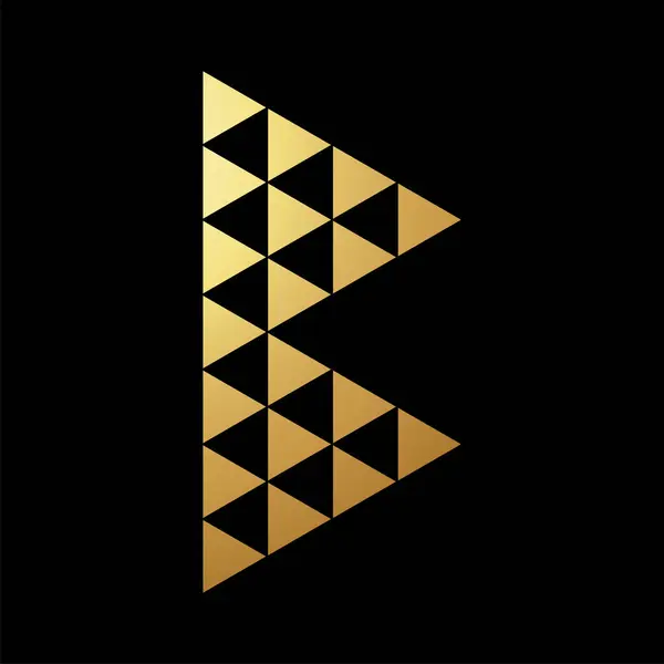 Gold Abstract Letter B Icon with Multiple Triangles on a Black Background