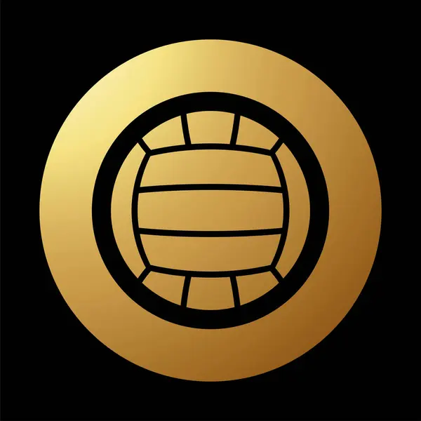 黑色背景上的黄金抽象圆形排球图标 — 图库照片